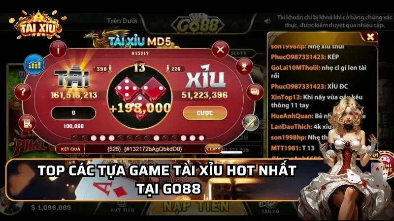Top các tựa game Tài Xỉu hot nhất tại Go88